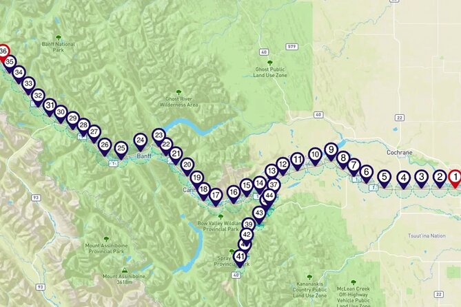 Smartphone Audio Driving Tour Between Lake Louise and Calgary - Exploring the Rocky Mountains