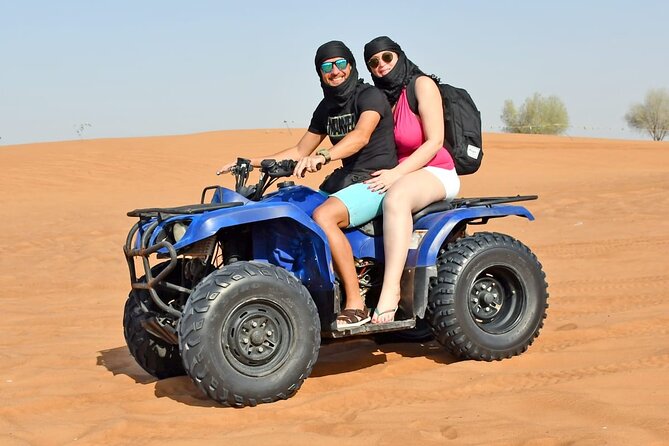 Desert Safari With 30 Mins Of Quad Bike Tour Camel Ride And BBQ - Booking and Logistics