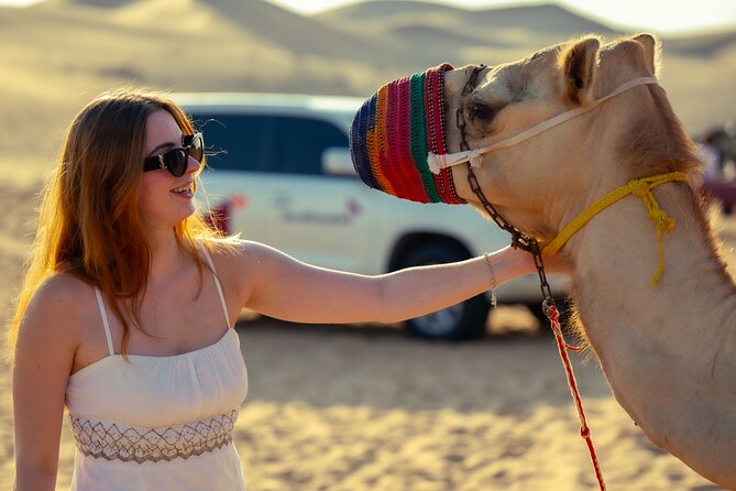 Abu Dhabi Evening Desert Safari – Dune Bashing Camel Ride and BBQ