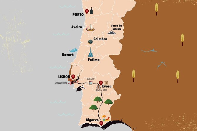 Algarve to Lisbon With Stop at Évora, Bones Chapel and Cork Factory
