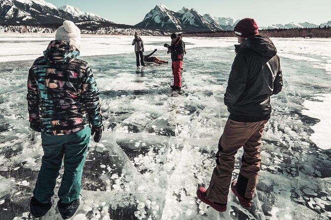 Canadian Rockies Abraham Lake Ice Bubbles Helicopter Tour