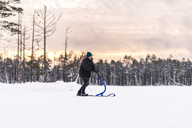Kicksledding on Snowy Forest Roads and Frozen Lakes in Riga