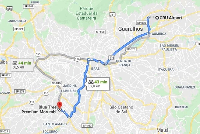 Transfer São Paulo (Blue Tree Hotel and Hilton) X Gru Airport