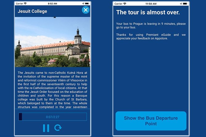 UNESCO Teplice - Premiant Eguide APP - Meeting and Pickup Details