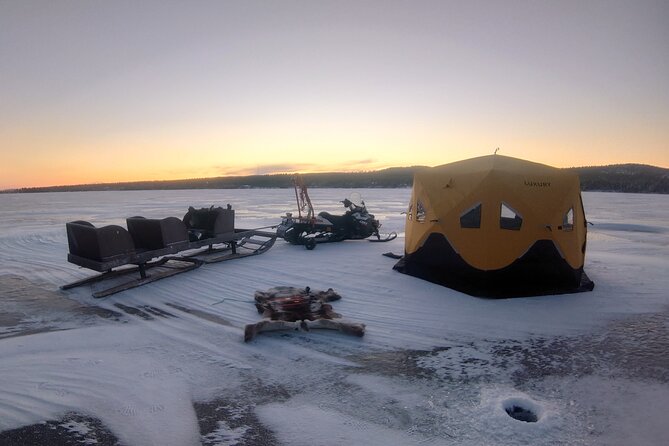 Ice Fishing Trip at Lake Inari - Snowmobile Ride Across Frozen Lake Inari