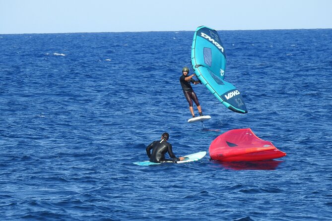 Santorini Wing Foil Surf Lesson for Beginners - Capturing the Scenic Kamari Coastline
