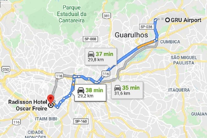 Taxi Transfer Executive GRU Airport to Radisson Hotel Oscar Freire - Arrival and Drop-off