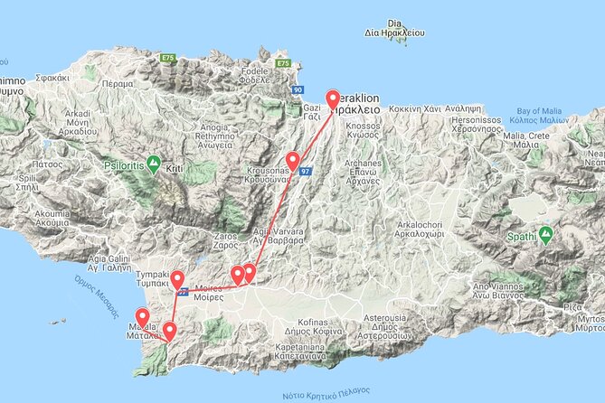 Minoan Luxuries: Ancient Palaces, Messara Wine Routes & Matala - Meeting and Pickup
