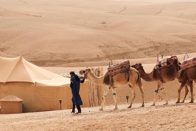 Full Day Trip Agafay Desert Atlas Mountains Camel Ride Quad Bike - Dining at Luxury Camp