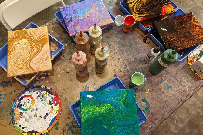 Acrylic Pour Painting Class in Estes Park, Colorado - Class Size and Setup