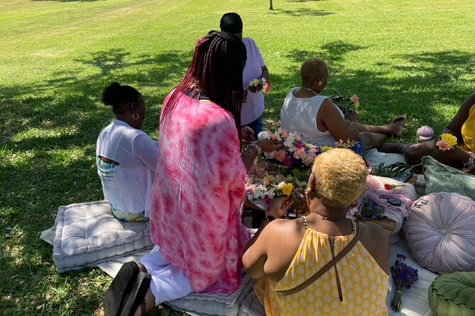 Creating Flower Crowns at a Picnic