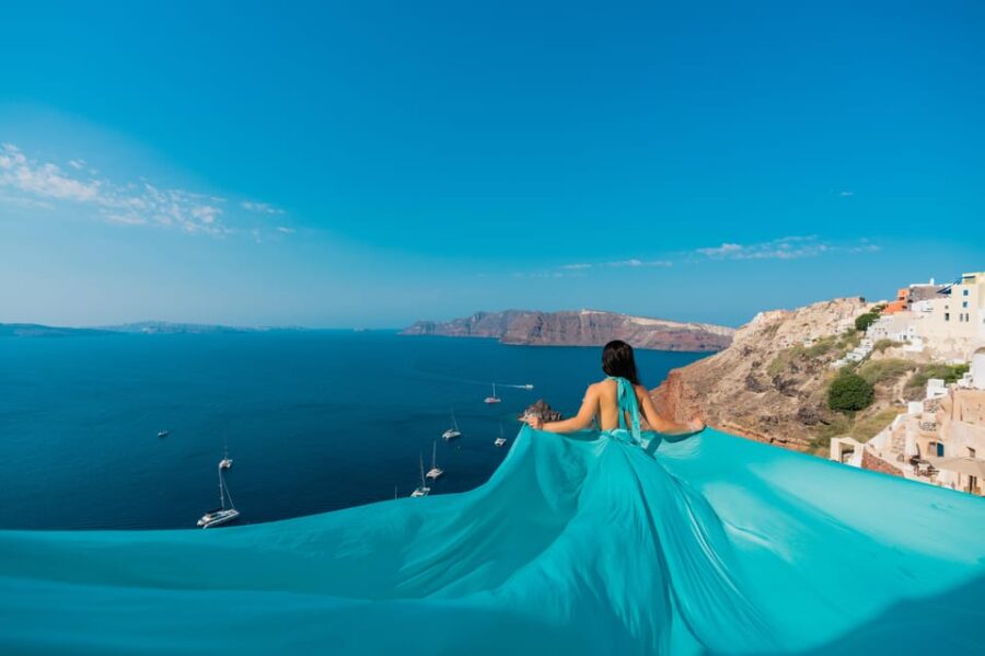 Santorini Flying Dress Photo