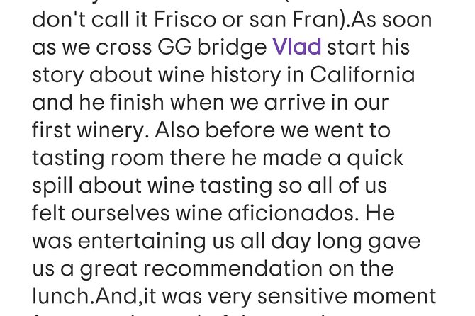 Napa and Sonoma VIP Private Tour Review - Winery Experiences