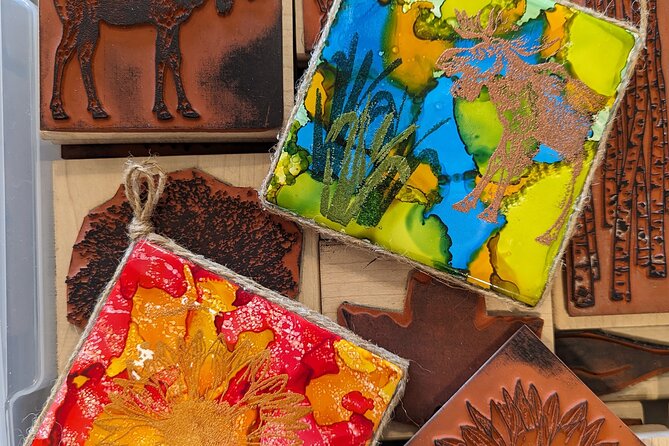 Embossed Alcohol Ink Tile in Estes Park - Instructor Support and Guidance