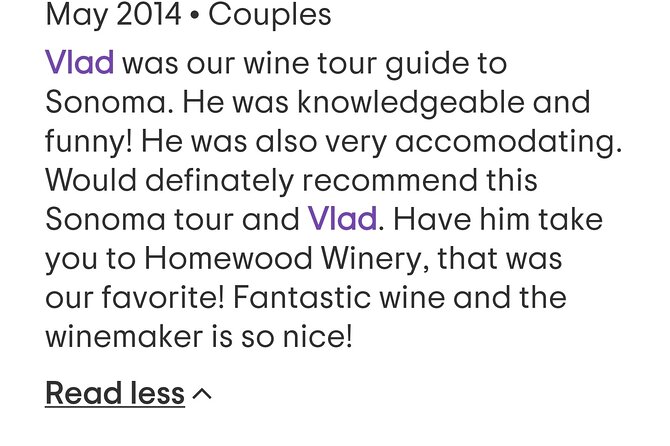 Napa and Sonoma VIP Private Tour Review - Dining and Cuisine