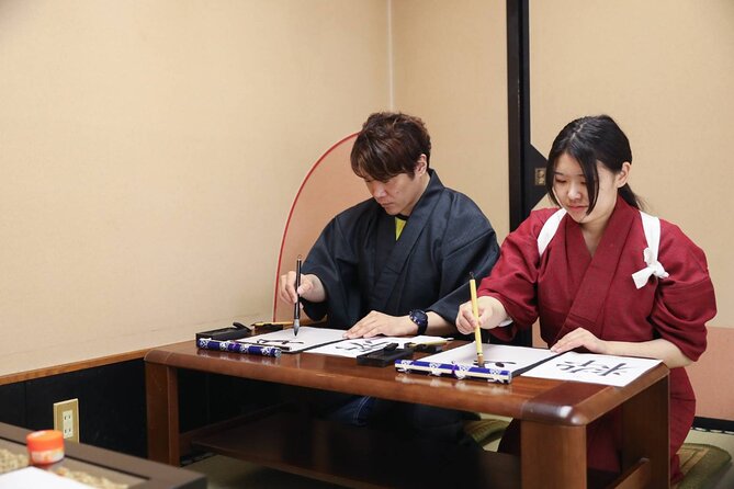 Learning Zen of Japanese Calligraphy in Kimono Near Osaka Castle - Creating Personalized Artworks
