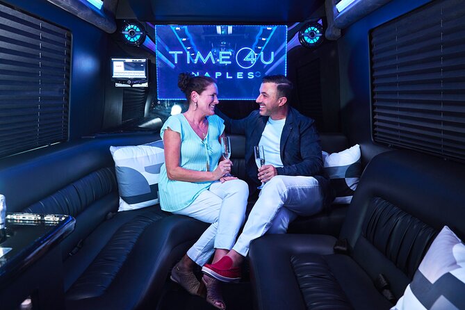 Party Bus Excursion Disco Ball, Limo Seating, Bar, & LED Lights - Unforgettable Party Experience