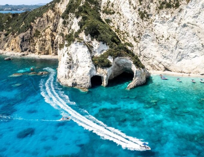 Zante Private Boat: Keri Cave, Mizitres, Cave of Love (max7) - Piscines Beach & Cave of Love
