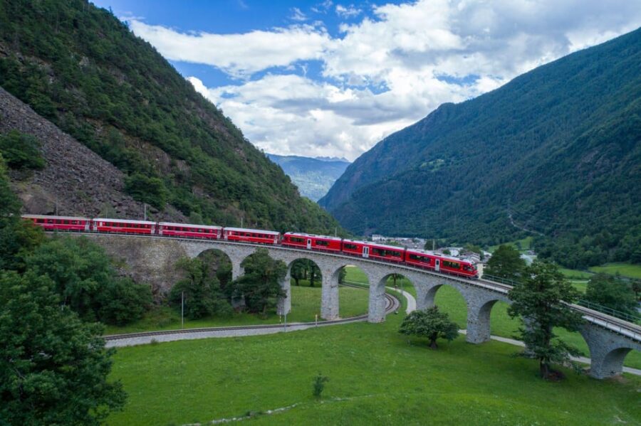 From Milan: Bernina Express Train and St. Moritz Tour by Bus