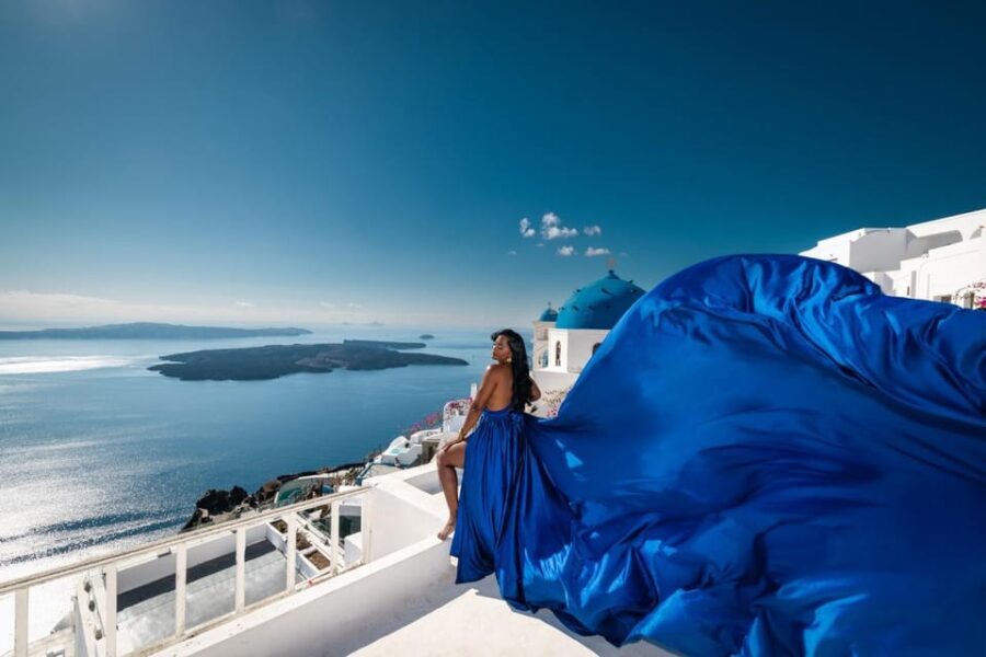 Flying dress Photoshoot in Santorini with Hotel Pickup - The Value of an All-Inclusive Experience