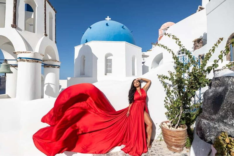 Santorini: Flying Dress Photoshoot **Dress Included** - What to Expect at Each Spot