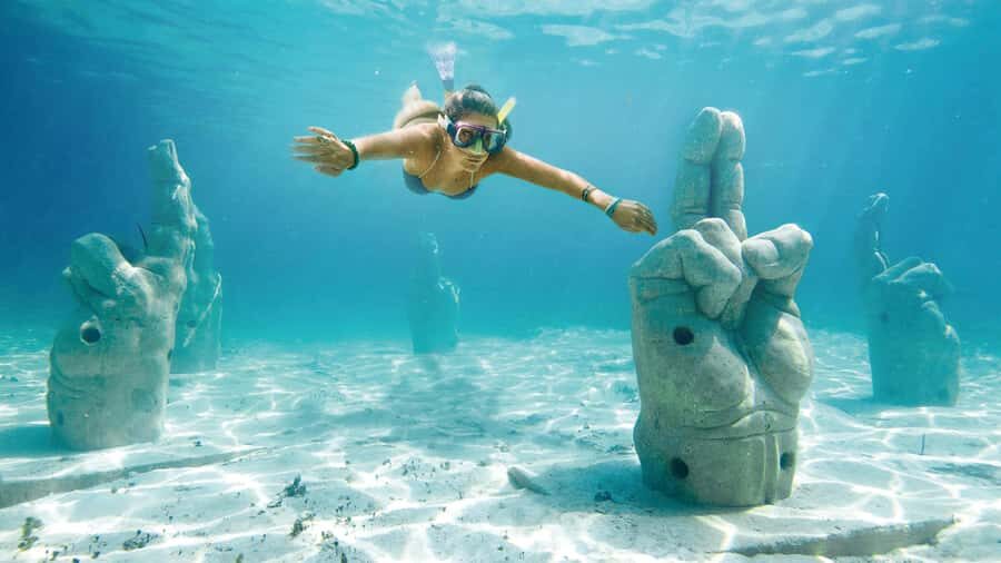 CANCUN: Catamaran and Dolphin Connection at Isla Mujeres - Snorkeling at MUSA: Art Beneath the Waves