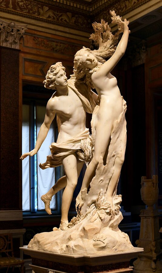 Bernini Apollo and Daphne marble sculpture in the Borghese Gallery