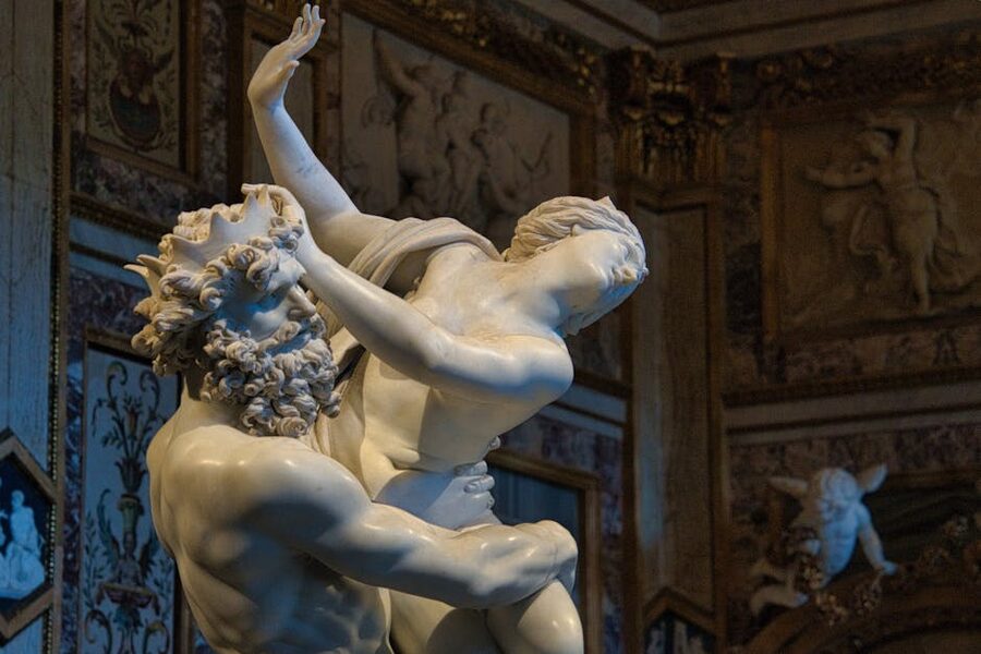 Intricate Bernini marble sculpture in Rome