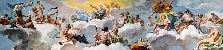 Council of the Gods ceiling fresco in the Borghese Gallery Rome