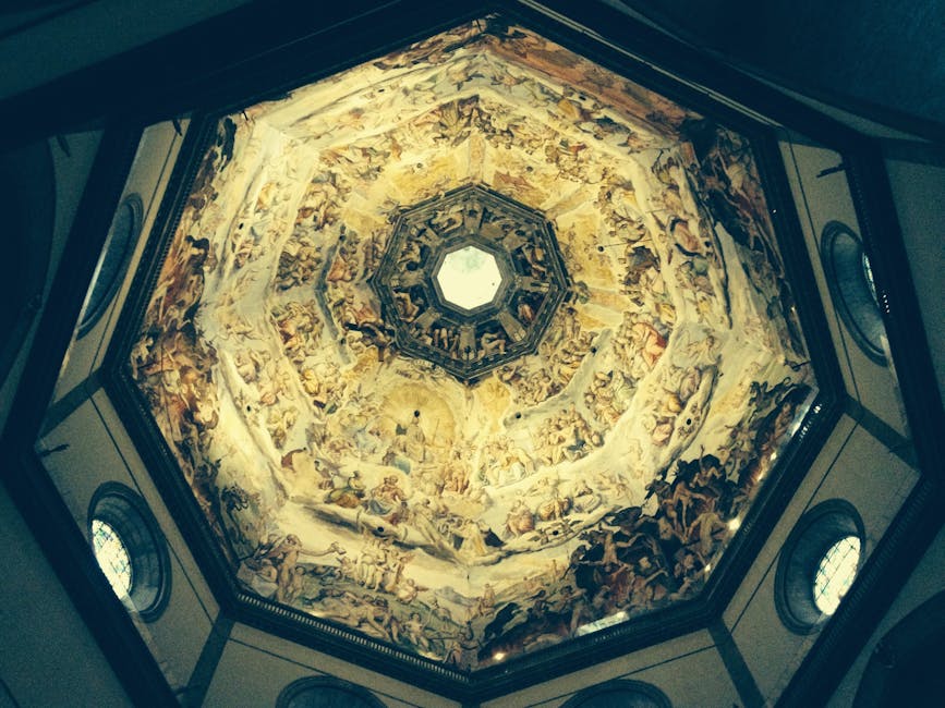 Detail of the Vasari Last Judgement fresco inside the dome
