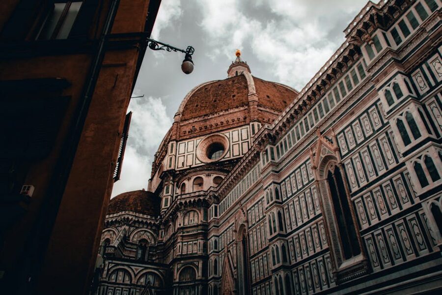 Looking up at Brunelleschi's Dome from the piazza below