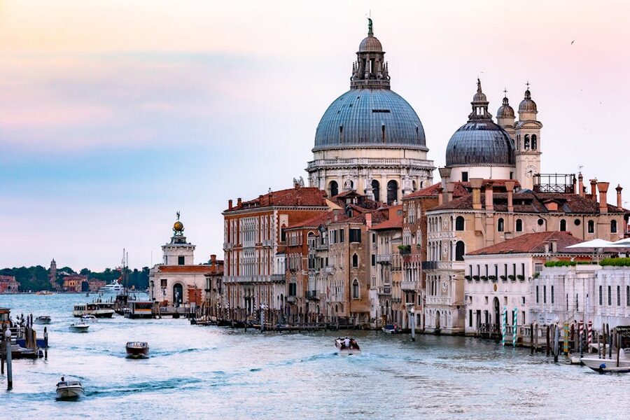 Castel Sant Angelo and Ponte Sant Angelo bridge at sunset