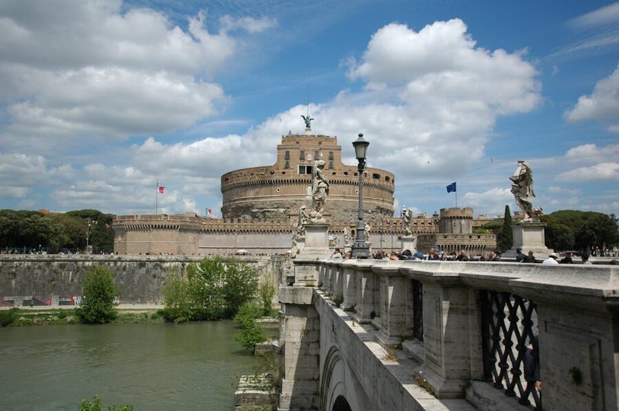 Ponte Sant Angelo statues with the castle in background