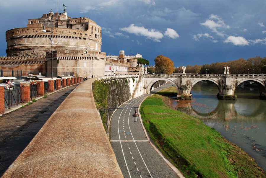 Castel Sant Angelo in Rome overlooking the Tiber River