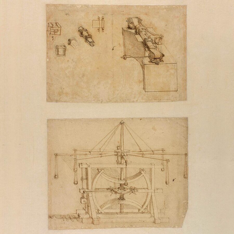 A page from Leonardo's Codex Atlanticus notebook