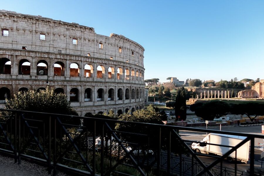 Architectural detail of the Colosseum arches in Rome