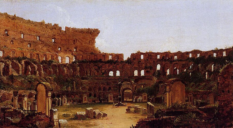 Thomas Cole painting of the Colosseum interior in Rome from 1832