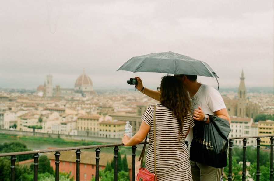Couple at Florence cityscape viewpoint