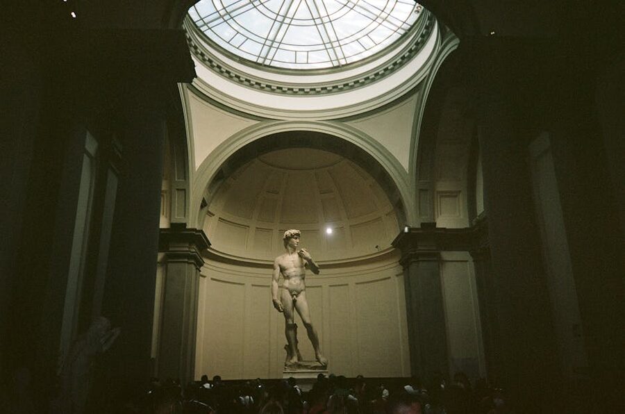 David seen down the long corridor of the Accademia Gallery