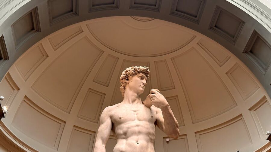 Low angle view of David under the Tribuna skylight