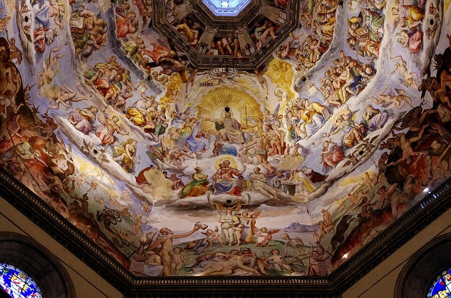 The Last Judgement fresco by Vasari and Zuccari inside the Duomo dome