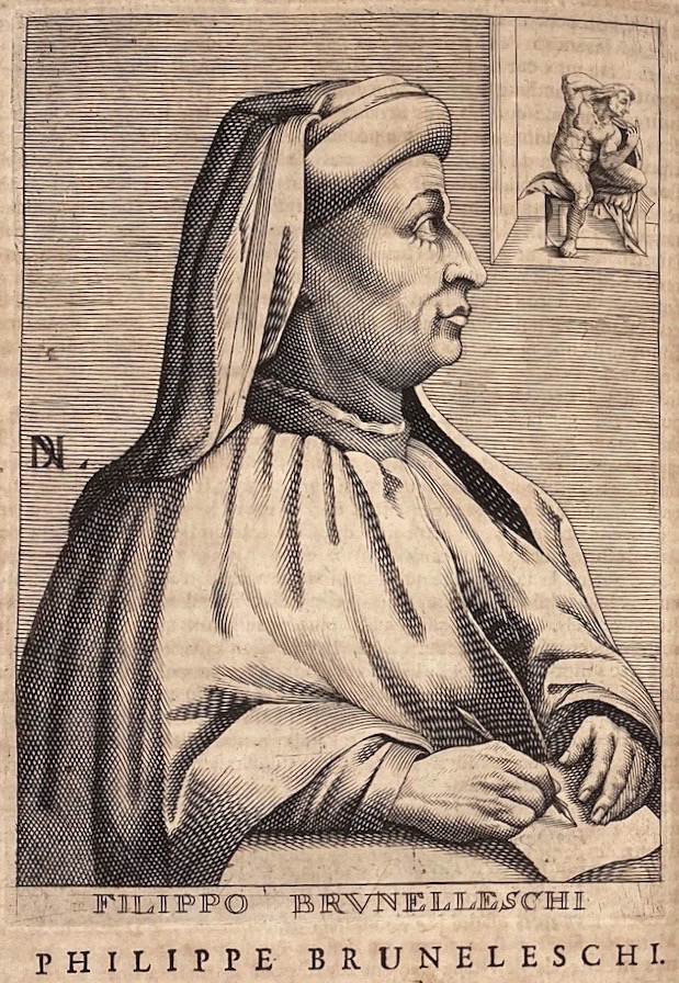 Engraved portrait of Filippo Brunelleschi from 1682