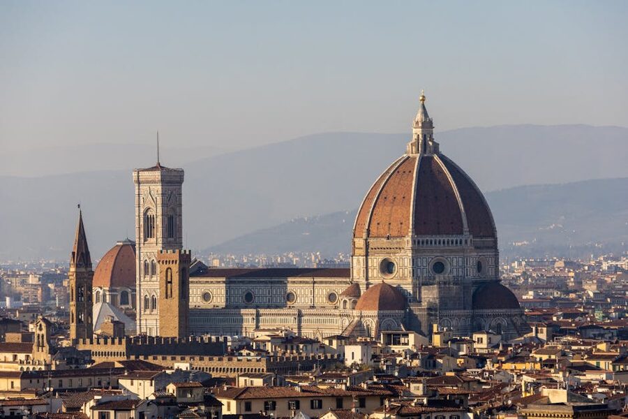 Aerial view of Florence with the Duomo dominating the skyline
