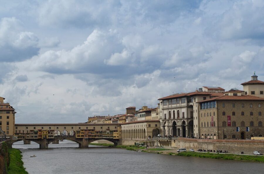Historic buildings alongside the River Arno in Florence