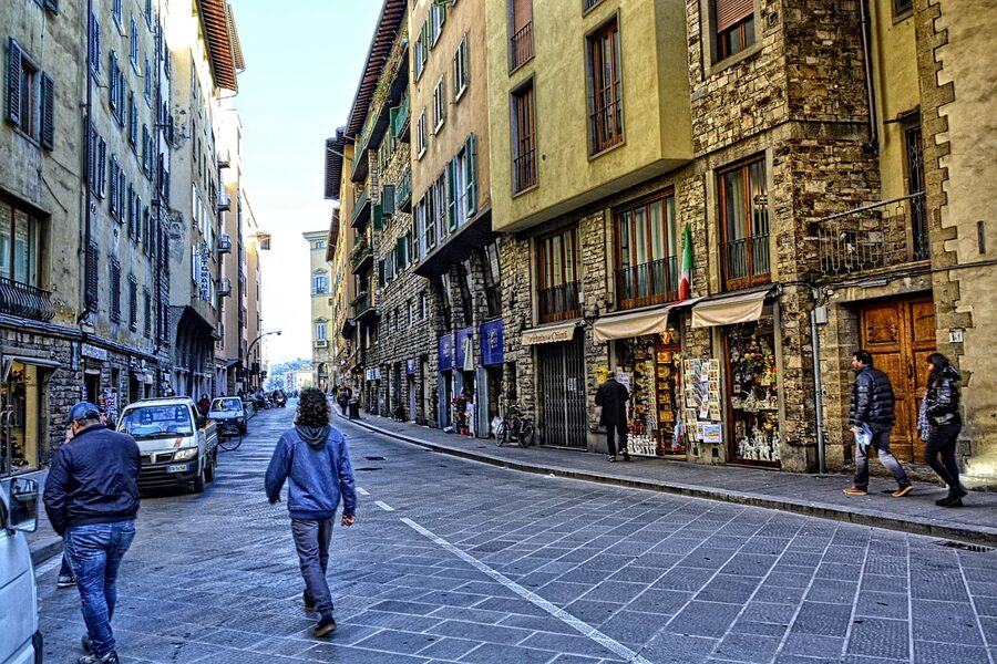 Florence city street architecture in the historic centre