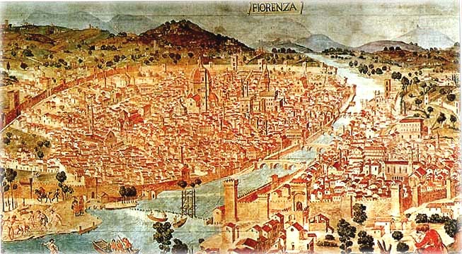 Map showing Florence around the year 1500
