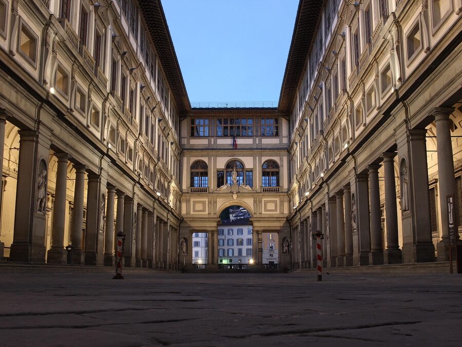 Quiet morning view of a Florence museum exterior