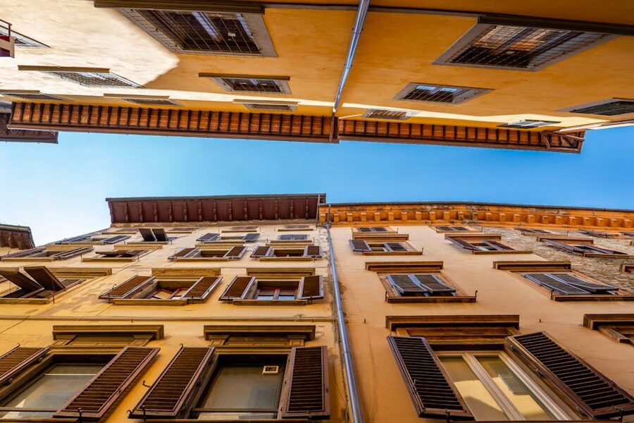 A narrow Florence alley with historic Italian buildings