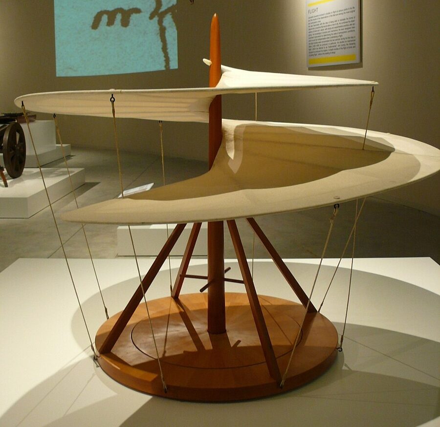 Museum reconstruction of one of Leonardo's flying machines