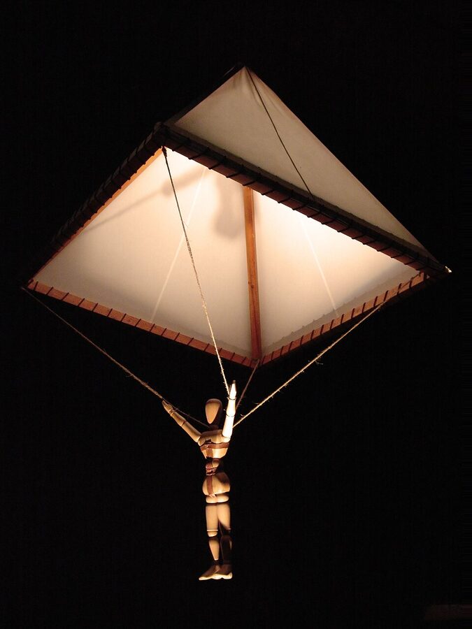 Reconstruction of Leonardo's pyramid parachute design